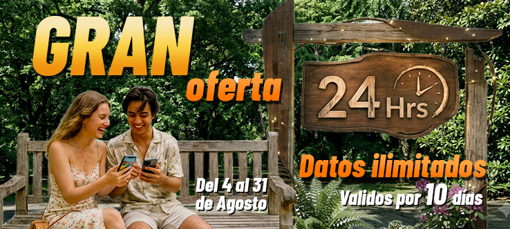 Datos ilimitados 24 horas durante 10 días Datos ilimitados 24 horas durante 10 días